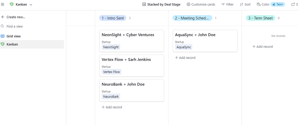 VC & Startup Deal Flow CRM (Airtable Template)